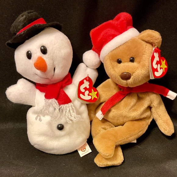 Ty 1997 Teddy & Snowball pair of beanie babies holiday Christmas - Picture 2 of 7